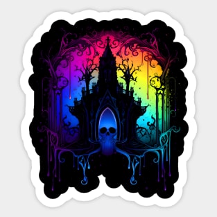 Cool Dark Goth Castle Neon Colors Rave Design Sticker